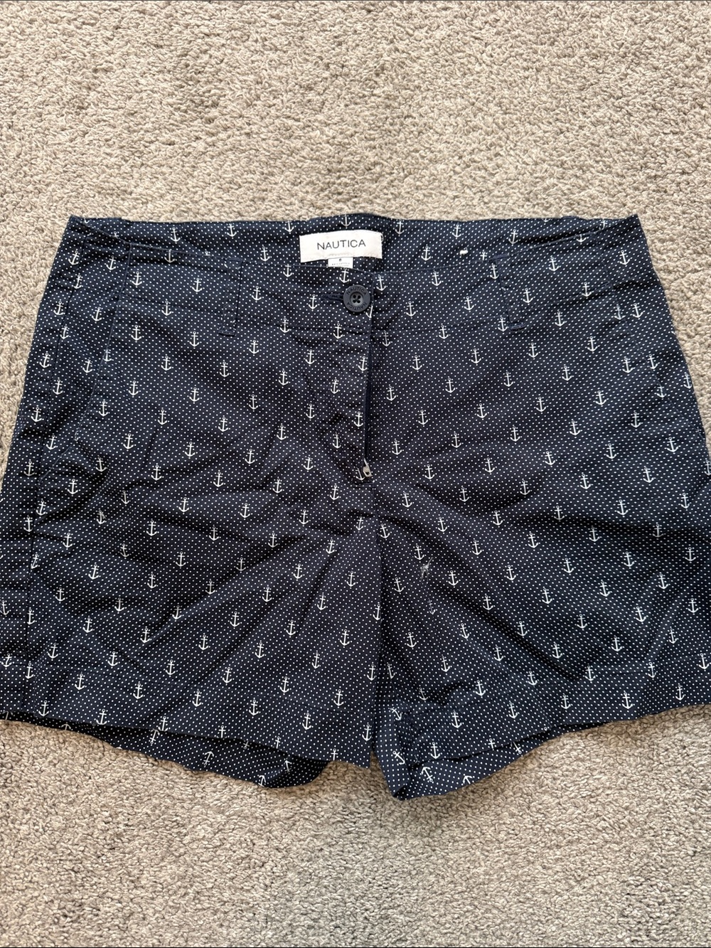 Nautica Navy Anchor Print Microdot Bermuda Shorts